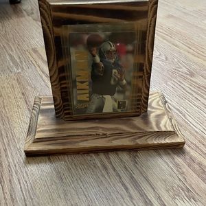 Troy Aikman card with wooden display